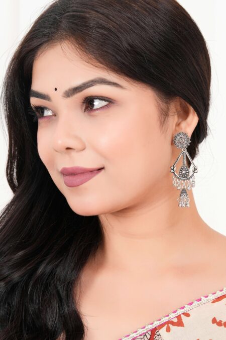 Women's Handmade Traditional Jhumki With Moon Chandbali Design Ethnic Wedding Wear Earrings For Women