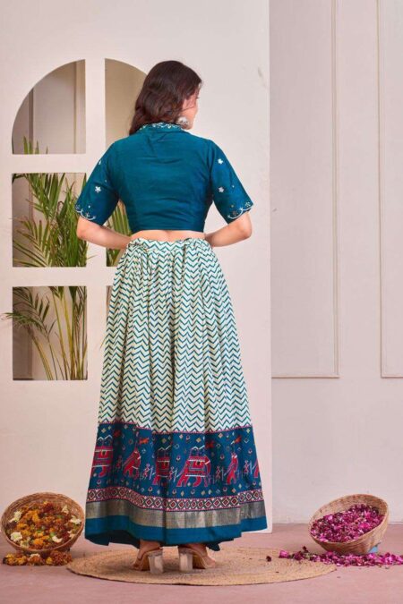 Women's Tussar Silk Patola Print Lehenga Choli Set with Foil Work