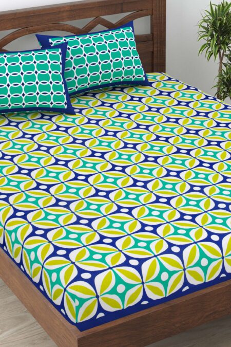 Rajasthani Traditionally Printed Cotton Doublebed Bedsheet With Pack of 2 Pillow Covers