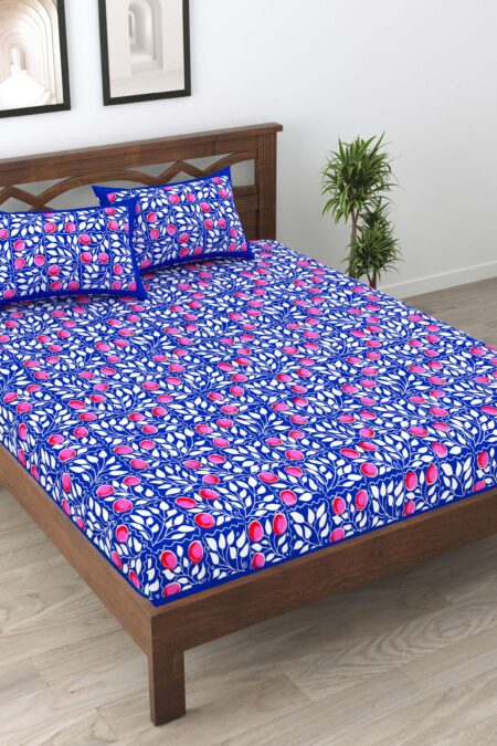 Rajasthani Traditionally Printed Cotton Doublebed Bedsheet With Pack of 2 Pillow Covers