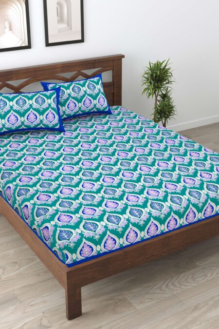 Rajasthani Traditionally Printed Cotton Doublebed Bedsheet With Pack of 2 Pillow Covers