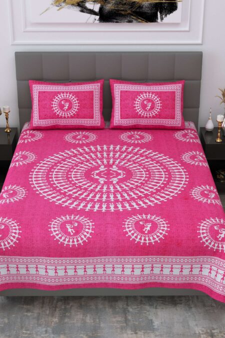 Jaipuri Cotton Printed Double Bedsheet With Two Pillow Covers
