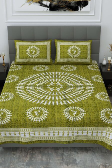 Jaipuri Cotton Printed Double Bedsheet With Two Pillow Covers