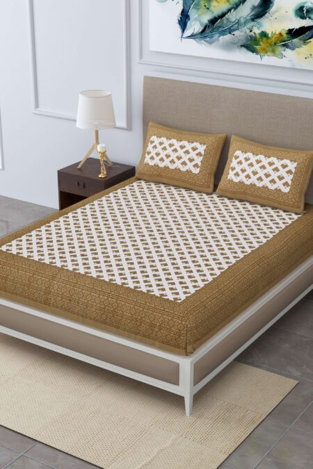 Jaipuri Cotton Printed Double Bedsheet With Two Pillow Covers