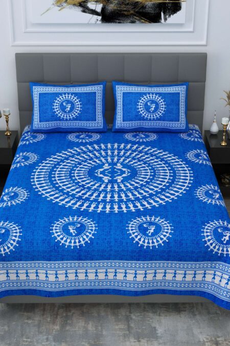 Jaipuri Cotton Printed Double Bedsheet With Two Pillow Covers
