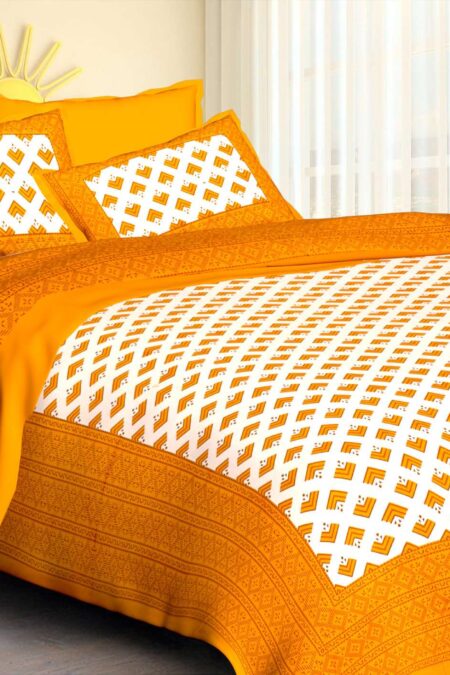 Jaipuri Cotton Printed Double Bedsheet With Two Pillow Covers