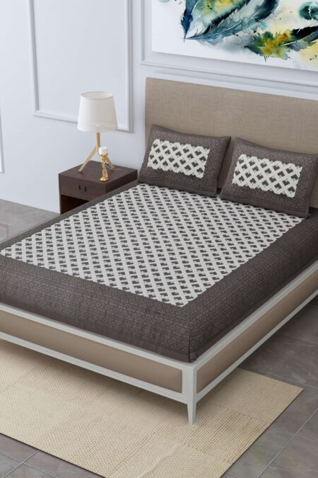 Jaipuri Cotton Printed Double Bedsheet With Two Pillow Covers