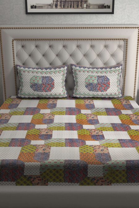 Rajasthani Traditionally Printed Cotton Doublebed Bedsheet With Pack of 2 Pillow Covers