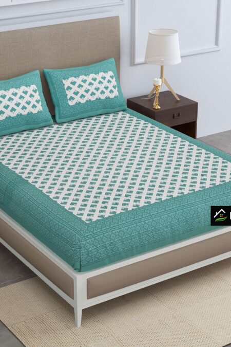 Jaipuri Cotton Printed Double Bedsheet With Two Pillow Covers